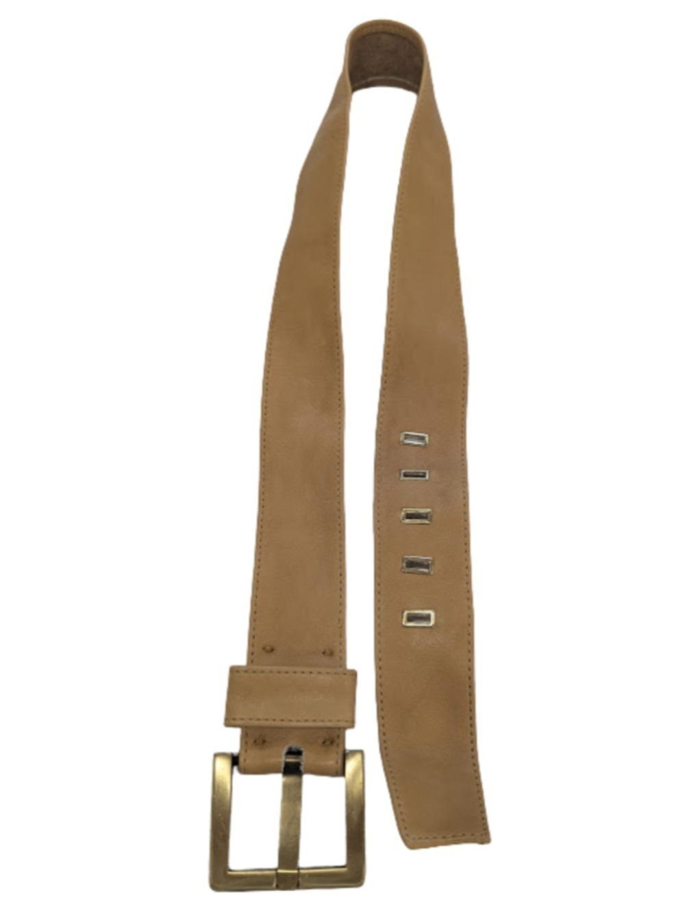 Tan Genuine Leather Belt Medium Wide Vintage Style 1.75 Minimalist Classic - Picture 5 of 9